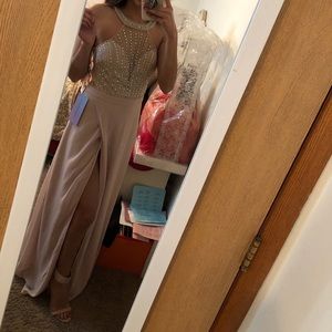 blush pink prom dress